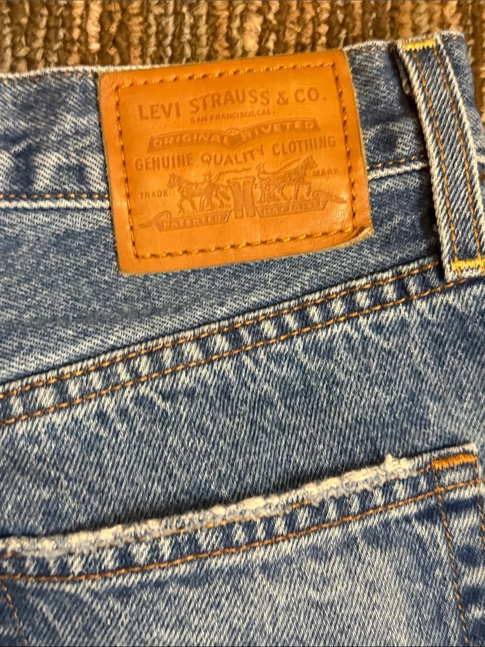 Levi's Premium Big E Rare Blank Tab Light Blue Distressed Straight Jeans